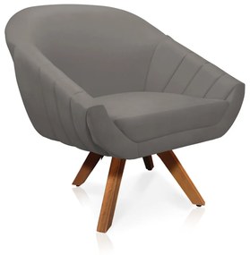 Kit 01 Namoradeira 02 Lugares e 02 Poltronas Giratória Giovana Suede Grafite Base Madeira MM30 - D'Rossi