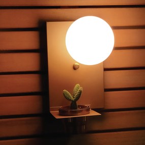Arandela Nature Vertical Com Porta Mini Vaso 12X25Cm Globo Ø10Cm 01Xg9... (BRANCO / DOURADO BRILHO)