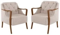 Kit 2 Poltronas Decorativas para Sala de Estar Capitonê Lapa Z32 Linho