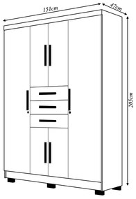 Guarda Roupa Casal Belga 6 Portas de Bater 3 Gavetas com Cabideiros Nature/Chumbo G98 - Gran Belo
