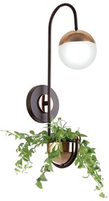 Arandela C/ Globo C/ Cachepô 12X23X51Cm Metal E Vidro 1 X G9 Globo Ø12... (PRETO, FOSCO)