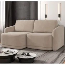 Sofá Cama Casal para Sala 196cm Polska Z08 Veludo Bege - Mpozenato
