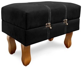 Puff Baú Decorativo Caribe 50x40cm Suede Preto - Sheep Estofados - Preto