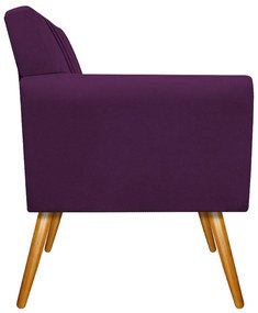Poltrona Laura Pés Palito Mel Suede Roxo - ADJ Decor