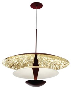 Pendente Aspen Ø60X30Cm 01Xled 9,4W 2700K Metal Aluminio - Old Artisan... (COBRE FOSCO, 110v, Folha Ouro)