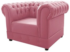 Kit Poltrona e Namoradeira Chesterfield Ana Suede Rosa Bebê - ADJ Decor