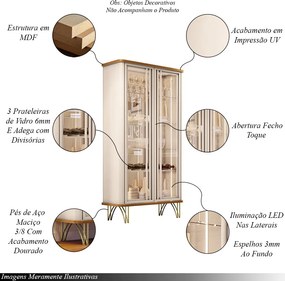 Conjunto 1 Cristaleira e 1 Buffet Decorativo Texas/Bambino Off White/Cinamomo G26 - Gran Belo 