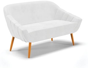 Kit 01 Namoradeira 02 Lugares e 02 Poltronas Giovana Corano Branco Pés Palito Castanho - D'Rossi