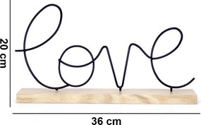 Enfeite Decorativo de Metal Love Com Base Em Madeira 20x36x5,5 cm F01 - D'Rossi