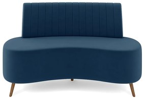 Sofá Living Decorativo 2 Lugares 1,35M Katara Azul Veludo G33 - Gran Belo