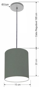 Lustre Luminária Pendente Vivare Free Lux PE-4103CZ Cúpula em Tecido 15x20cm