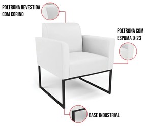 Kit 2 Poltronas Base Industrial Preto Marisa Corino - Branco
