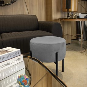 Puff Banqueta Decorativo Industrial Preto Kit 4 Iron Suede Grafite D03 - D'Rossi