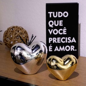 Adorno Coração Decorativo Dourado Em Cerâmica 12x7 - D'Rossi
