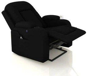 Poltrona do Papai Sala de Cinema Austin Reclinável Base Fixa Power Elétrico PU Preta G31 - Gran Belo