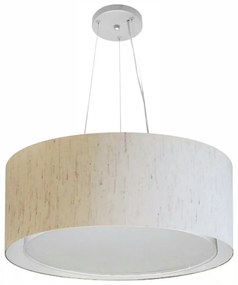Lustre Pendente Cilíndrico Duplo Vivare Md-4124 Cúpula em Tecido 50x25cm - Bivolt