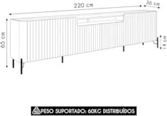 Rack TV 75 Pol 220cm 4 Portas Brise Blen Musgo/Preto I06 - Mpozenato