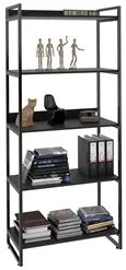 Estante Livreiro Prisma Estilo Industrial 80cm 5 Prateleiras C08 Preto