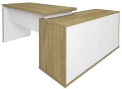 Mesa Escrivaninha em L 135x168cm 1 Porta Sharp A06 Olmo/Branco - Mpoze