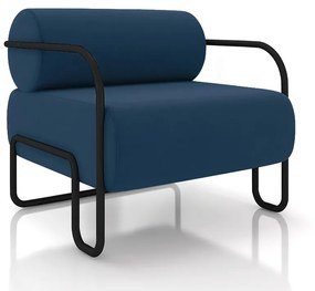 Poltrona Sala de Estar Industrial Preto Ameli Veludo K01 - D'Rossi - Azul Marinho