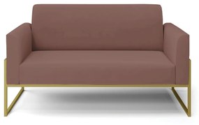 Sofá Namoradeira Base Industrial Alta Dourado Marisa Veludo D03 - D'Rossi - Rose