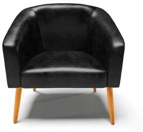 Poltrona Decorativa Pé Palito Castanho Stella Sintético PU D03 - D'Rossi - Preto