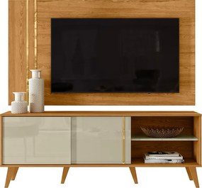Painel TV 60 Pol 160cm com Rack Bancada para Sala Hylon Cumaru/Opala M20 - D'Rossi