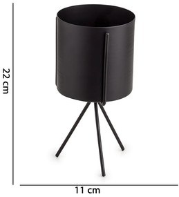 Kit 03 Cachepot Metalico Preto Com Suporte  - D'Rossi
