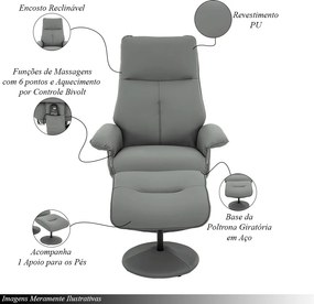 Kit 2 Poltronas de Massagem Arizona Giratória com Apoio de Pés e Reclinável Fendi G56 - Gran Belo