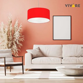 Lustre Pendente Cilíndrico Md-4049 Cúpula em Tecido 50x21cm Vermelho - Bivolt