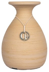 Vaso Bojudo com aba decorativo em Cerâmica - Areia Natural Fosco