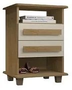 Mesa De Cabeceira 2 Gavetas Turim Cinamomo/Off White – RV Móveis