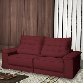 Sofá Retrátil e Reclinável Living Maittê 2,50m Veludo Bordô