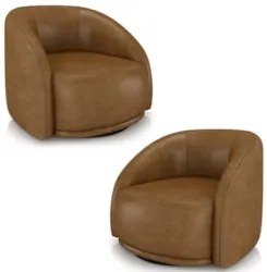 Poltrona Decorativa Orgânica Giratória Kit 2 Lya Z32 Sintético Marrom