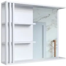 Gabinete Banheiro com Lavatório e Espelheira Zeus Branco F10 - Mpozena