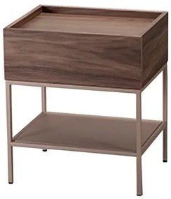 Mesa Cabeceira Fency Gaveta Nogueira Base Champagne - 77950 Sun House