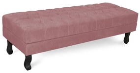 Puff Baú Decorativo Capitonê Luis XV 90x40cm Suede Rosa - Sheep Estofados - Rosa