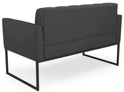 Sofá Namoradeira e 1 Poltrona Base Industrial Preto Ana Sintético Pret
