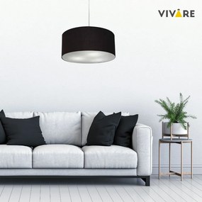 Lustre Pendente Cilíndrico Md-4215 Cúpula em Tecido 55x30cm Preto - Bivolt