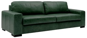 Sofá 4 Lugares Sala de Estar Pés Madeira Aisla 240 cm Couro Verde G43 - Gran Belo