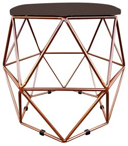 Puff Aramado Hexágono Decorativo Industrial Cobre com Suede D03 - D'Rossi - Marrom