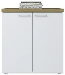 Mesa Escrivaninha em L Sharp e Balcão 70cm 2 Portas Tok A06 Olmo/Branc