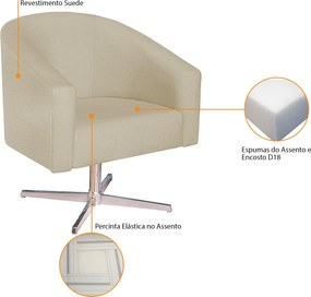 Kit 02 Poltronas DecorativasSala de Estar Recepção Luiza Base Giratória de Metal Suede - ADJ Decor