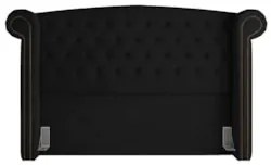 Cabeceira Cama Box Casal King 195cm Provença Z37 Veludo Preto - Mpozen