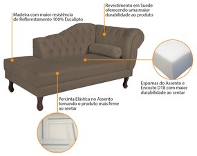 Recamier Diana 160cm Lado Esquerdo Suede Marrom - ADJ Decor