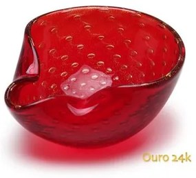Bowl 2 Tela Vermelho Com Ouro Murano Cristais Cadoro BOWL 2 TELA VM C/OURO-LV