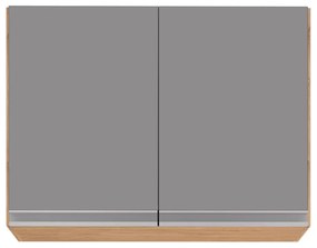 Armário Aéreo de Cozinha Lavanderia 02 Portas Eva 80 cm L06 - D'Rossi - Castanho e Cinza