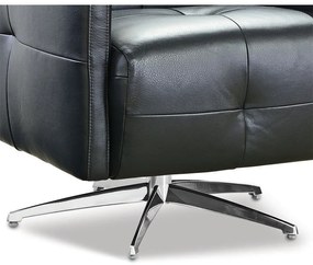 Poltrona Decorativa Astúria Base Giratória Couro Preto G40 - Gran Belo