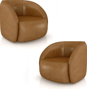 Kit 2 Poltronas Decorativas  Sala de Estar Clarke PU Caramelo Manchado G45 - Gran Belo