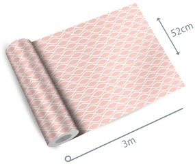 Papel de Parede Geométrico Rosa e Branco 0.52m x 3.00m